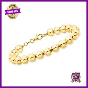 8mm 18kt Gold Over Sterling Silver Bead Bracelet with Lobster Clasp